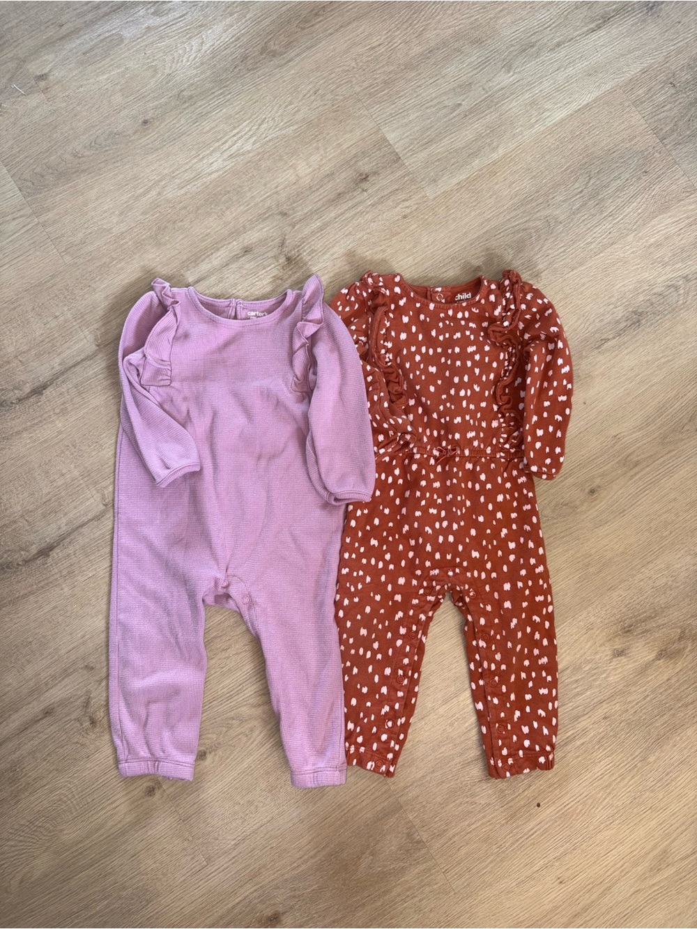 Carter's Ruffle Long-Sleeve One-Piece and rust coloured one piece